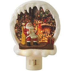 Santa by Fireplace Night Light