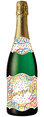 Congratulations Champagne Bottle Card (Streamers)