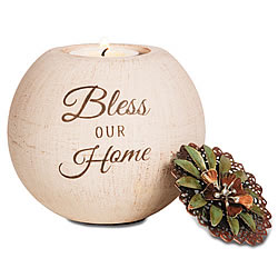 Bless Our Home Tea Light Candle Holder