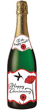 Anniversary Hummingbird Champagne Bottle Card Anniversary Hummingbird Champagne Bottle Card