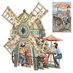Windmill Tea Shop Card with Gift Tag