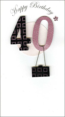 40th Birthday - Black & Pink 40 with Bag 40th Birthday - Black & Pink 40 with Bag