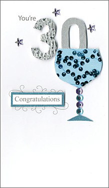 30th Birthday - Blue Wine Glass 30th Birthday - Blue Wine Glass