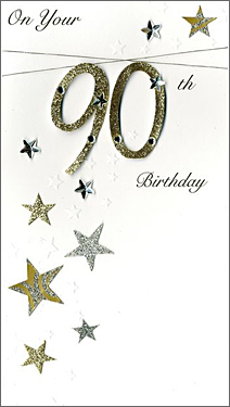 90th Birthday - Gold with Stars 90th Birthday - Gold with Stars