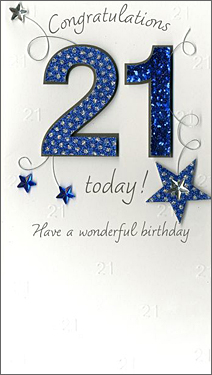 21st Birthday - Blue with Stars 21st Birthday - Blue with Stars