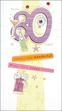 80th Birthday - Champagne & Glass 80th Birthday - Champagne & Glass