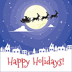 Santa Sleigh Silhouette Greeting Card