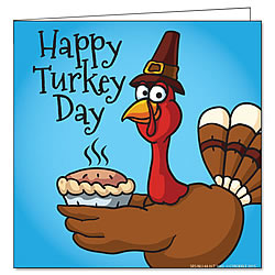Blue Happy Turkey Day Greeting Card Blue Happy Turkey Day Greeting Card