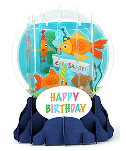 Goldfish Birthday Snow Globe Greeting (Medium, 5") Goldfish Birthday Snow Globe Greeting (Medium, 5")
