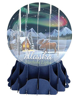 Alaska - Northern Lights Snow Globe Greeting (Medium, 5") Alaska - Northern Lights Snow Globe Greeting (Medium, 5")