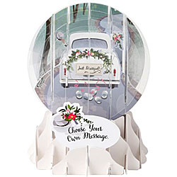 Wedding Car Snow Globe Greeting (Medium, 5") Wedding Car Snow Globe Greeting (Medium, 5")