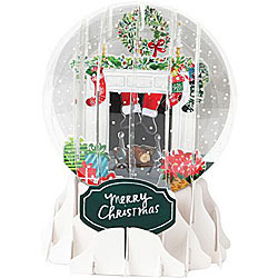 Mantle Snow Globe Greeting (Medium, 5") Mantle Snow Globe Greeting (Medium, 5")