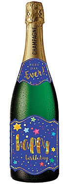 Happy Birthay Champagne Bottle Card (Stars) Happy Birthay Champagne Bottle Card (Stars)