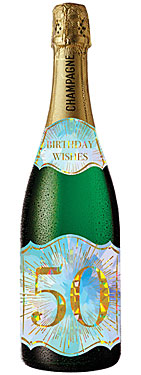 50th Champagne Bottle Card (Abstract)