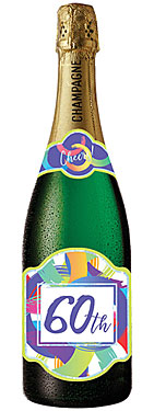 60st Birthday Champagne Bottle Card (Rainbow) 60st Birthday Champagne Bottle Card (Rainbow)