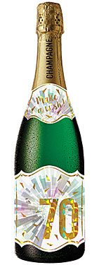 70th Birthday Champagne Bottle Card (Pastel Burst) 70th Birthday Champagne Bottle Card (Pastel Burst)
