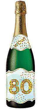 80th Birthday Champagne Bottle Card (Blue Circles) 80th Birthday Champagne Bottle Card (Blue Circles)