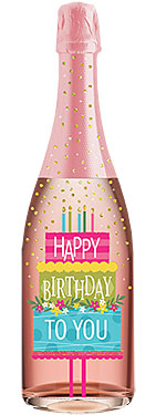 Rose Champagne Bottle Cheers Birthday Card