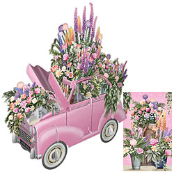 Pink Flower Car Card with Gift Tag Pink Flower Car Card with Gift Tag