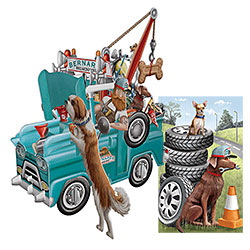 Dog and Truck Card with Gift Tag