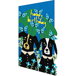 Two Dogs & Blue Butterflies Card Two Dogs & Blue Butterflies Card