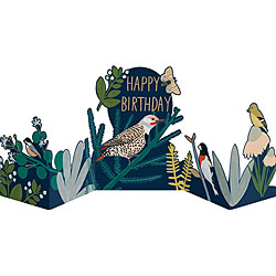 Birds Happy Birthday Concertina Card Birds Happy Birthday Concertina Card