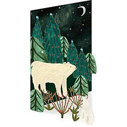 Polar Bear In Forest Lasercut Card