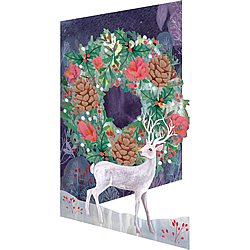 Silver Stag With Wreath Card
