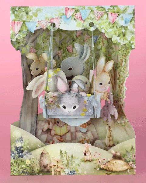 Rabbits On A Boat Swing Card Rabbits On A Boat Swing Card
