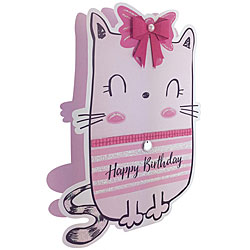 Pink Birthday Cat Card Pink Birthday Cat Card