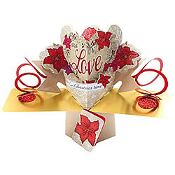 3D  Pop Up Greeting Card by Second Nature SN-POP-X-047 POINSETTIA 