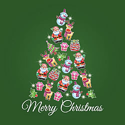 Colorful Symbols Christmas Tree Greeting Card Colorful Symbols Christmas Tree Greeting Card