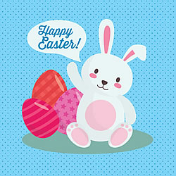 Blue Easter Bunny Greeting Card