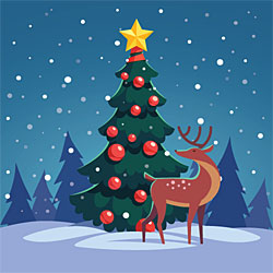 Reindeer & Christmas Tree Greeting Card Reindeer & Christmas Tree Greeting Card