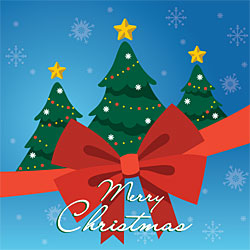 Merry Christmas Card (Three Trees & Red Bow) Merry Christmas Card (Three Trees & Red Bow)