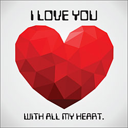 I Love You With All My Heart Card (Faceted Heart) I Love You With All My Heart Card (Faceted Heart)