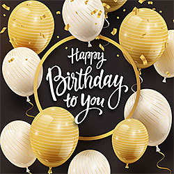 Happy Birthday To You Card (Gold & White Balloons)