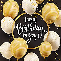 Happy Birthday To You Card (Gold & White Balloons) Happy Birthday To You Card (Gold & White Balloons)