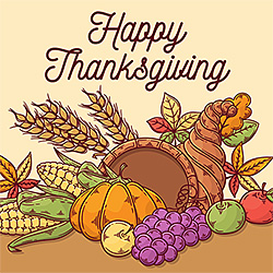 Happy Thanksgiving Cornucopia Card