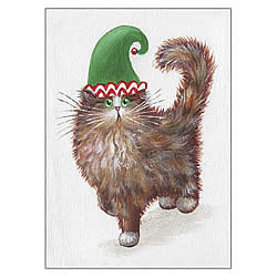 Elf Kitten In Green Hat Card Elf Kitten In Green Hat Card