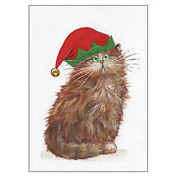 Elf Kitten In Red Hat Card Elf Kitten In Red Hat Card