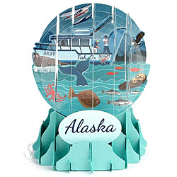 Alaska Fishing Snow Globe Greeting (Medium, 5")