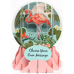 Flamingos Snow Globe Greeting (Medium, 5") Flamingos Snow Globe Greeting (Medium, 5")