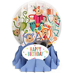 Birthday Monkeys Snow Globe Greeting (Medium, 5") Birthday Monkeys Snow Globe Greeting (Medium, 5")