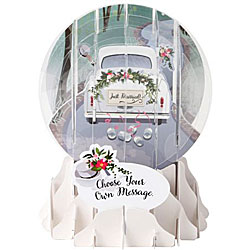 Wedding Car Snow Globe Greeting (Medium, 5")