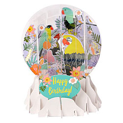 Parrots Snow Globe Greeting (Medium, 5")