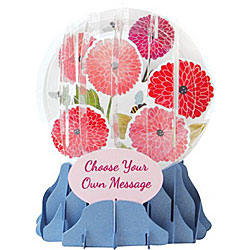 Bees & Dahlias Snow Globe Greeting (Medium, 5") Bees & Dahlias Snow Globe Greeting (Medium, 5")