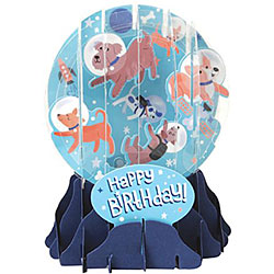 Space Dogs Snow Globe Greeting (Medium, 5")