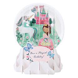 Princess & Unicorn Snow Globe Greeting (Medium, 5") Princess & Unicorn Snow Globe Greeting (Medium, 5")