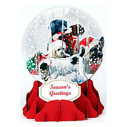 Christmas Dogs Snow Globe Greeting (Medium, 5")